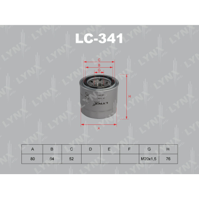 Фильтр масляный NISSAN VANETTE R2/RF-T/CHALENGER 6G74/6G71/6G73/6G72/8A80/DELICA SPACEGEAR 6G72/PAJERO 6G72/6G74/MAZDA CAPELLA RF/FAMILIA PN/BONGO R2/RF-T/ISUZU ASKA F18B/F20B/4ZC1/GEMINI 4XC1/4XC1-T/ZC/D15B/D16A/G161Z/FARGO 4FG1/4 LYNXauto LC341