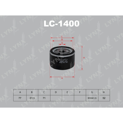 Фильтр масляный Renault Logan K7J LYNXauto LC1400