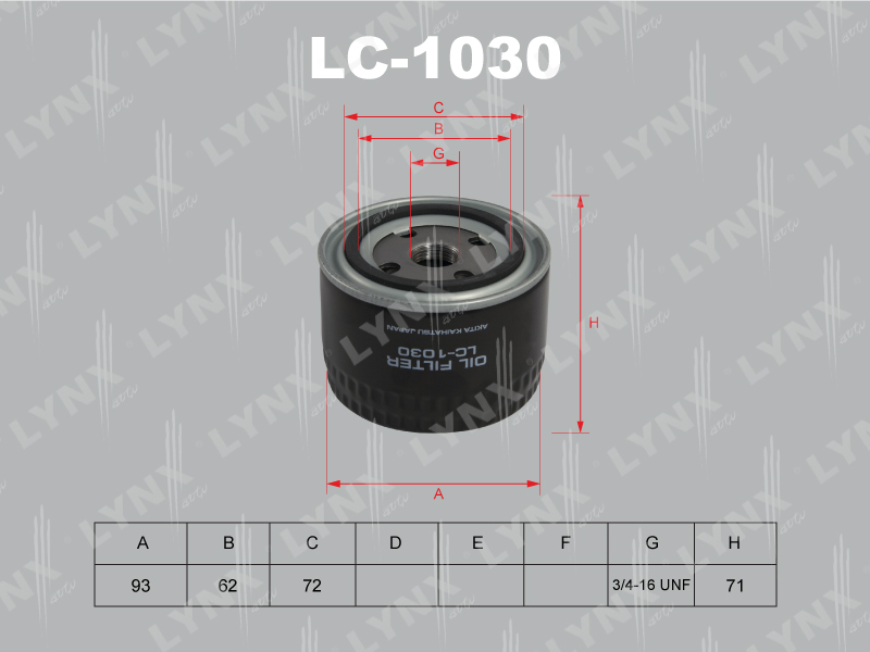 Фильтр масляный ВАЗ 2108-09 LYNXauto LC1030